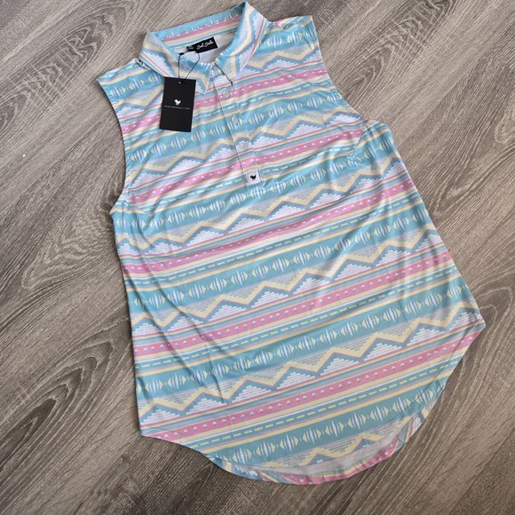 Bad Birdie  Womens XXL Salty‎ Savage Southwest Sleeveless Polo Shirt Golf - Picture 1 of 7